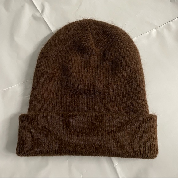 Vintage 90s Nike Brown Swoosh Cuffed Embroidered Beanie - Picture 3 of 4